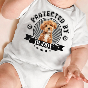 Custom Dog Photo Protected By Human Baby Onesie For Dog Lovers LM32 895023