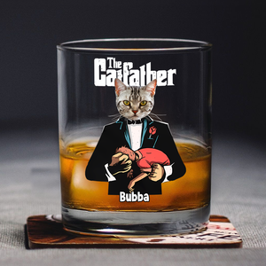Custom Cat Face Photo The Catfather Whiskey Glass Personalized Gift For Dad HO82 893860
