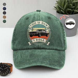 This Is How I Roll - Custom Car Photo Route 66 Vintage Washed Denim Baseball Cap CH07 896426