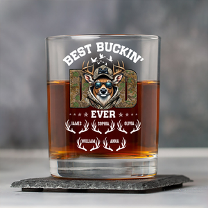 Best Buckin' Dad Hunter Whiskey Glass Personalized Gift For Hunter, Dad HO82 893806