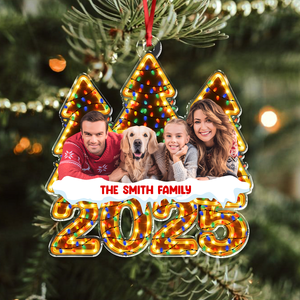Custom Family Photo Christmas Light Acrylic Ornament CH07 899162