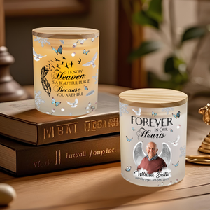 Custom Photo Gone But Never Forgotten Memorial Glass Jar With LED Candle LM32 893501