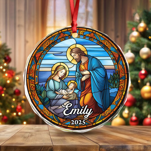 Custom Name Personalized Christmas Glass Ornament HA75 897816