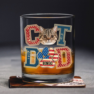 Custom Photo Best Cat Dad Whiskey Glass Gift For Father's Day, Cat Lovers HO82 894038