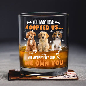 Custom Photo You May Have Adopted Us But We're Pretty Sure We Own You Rock Glass For Dog Lovers Cat Lovers CH07 895616