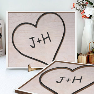 Personalized Custom Couple Name On Heart 2-Layered Wooden Plaque With Stand Valentine's Day TH10 896985