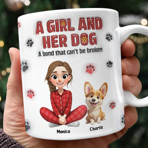Personalized A Girl And Her Dog Version 3D Inflated Effect Mug HA75 898070