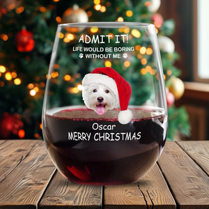Custom Photo Life Would Be Boring Without Me Dog Cat Stemless Wine Glass TH10 894311