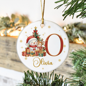 Personalized Gift Snowman Alphabet Christmas Ceramic Ornament LM32 895087