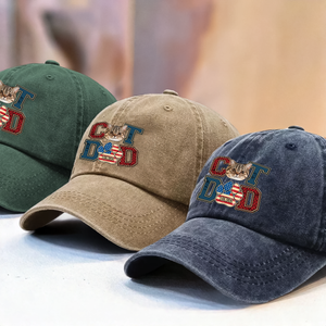 Custom Photo Best Cat Dad Washed Denim Baseball Cap Gift For Father's Day, Cat Lovers HO82 894036