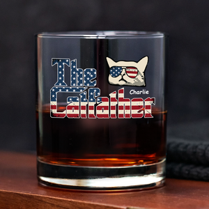 The Catfather US Flag Cat Personalized Whiskey Glass HA75 892412