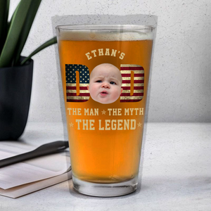 Custom Kid Photo - Dad, The Man The Myth The Legend Dad Beer Glass LM32 893531