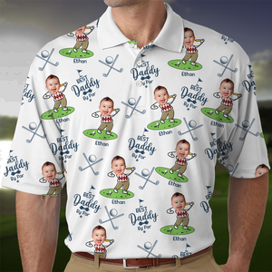 Custom Kid's Photo Best Dad By Par Polo Shirt HA75 892444