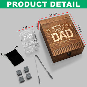 My Favorite People Call Me Papa Engraved Whiskey Glass Set with Wooden Box HA75 898036