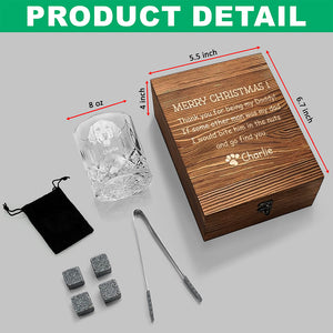 Custom Dog Photo Thank You For Being My Daddy Christmas Gift Engraved Whiskey Glass Set with Wooden Box HA75 898028