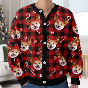 Custom Dog Photo Christmas Pattern Cardigan Christmas Gift HO82 900400