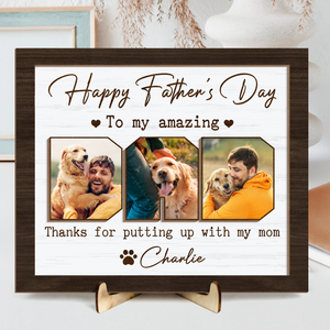 Custom Photo Happy Father's Day To My Amazing Dad 2-Layered Wooden Plaque With Stand HA75 892520