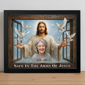 Custom Photo Safe In The Arms Of Jesus Memorial Picture Frame LM32 893901