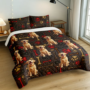 Custom Pet Photo With Paw And Bones Pattern - Personalized Quilt Bedding Set TH10 896643