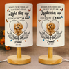 Custom Photo Love Never Leaves, It Lights Up Forever - Memorial Personalized Fabric Lamp CH07 895838