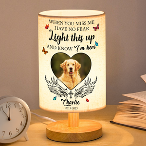 Custom Photo Love Never Leaves, It Lights Up Forever - Memorial Personalized Fabric Lamp CH07 895838