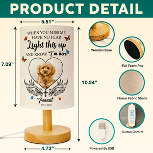 Custom Photo Love Never Leaves, It Lights Up Forever - Memorial Personalized Fabric Lamp CH07 895838