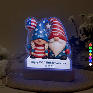 Custom Gnome Couple Happy 250th Anniversary American LED Night Light Plaque LM32 897241