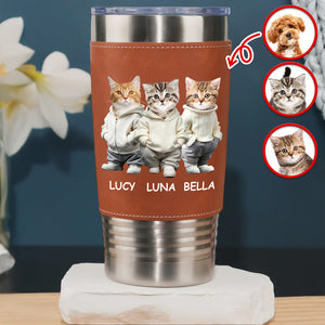 Custom Photo And Name Me Dog Cat Leather Tumbler HA75 897600