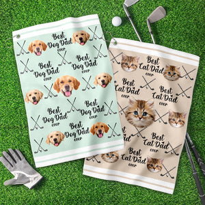 Custom Pet Photo Best Dog Dad Ever For Golf Loving Golf Towel LM32 893651