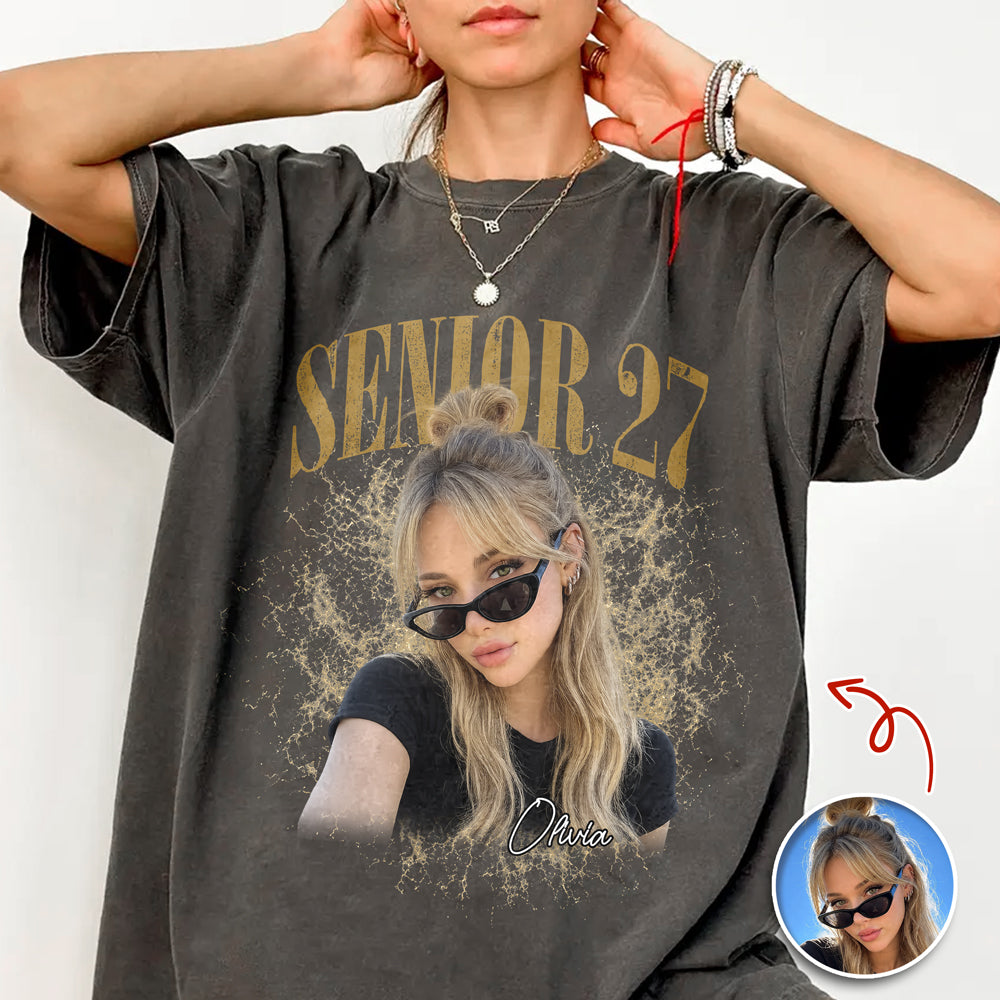 Custom Photo Senior Class Of 2027 Vintage Comfort Shirt, Personalized Graduation Gift LM32 669651