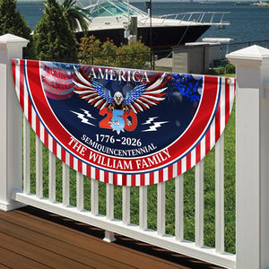 Custom Family Name 250 Years America Semiquincentennial Pleated Fan Flag TH10 898017