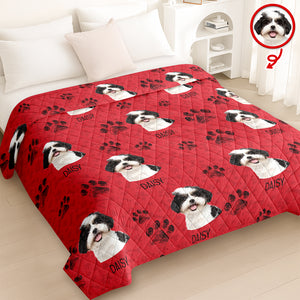 Custom Photo With Dog Cat Paw Quilt Blanket For Dog Cat Lovers LM32 897301