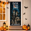 Personalized Welcome, Foolish Mortals Gothic Skeleton Family Halloween Door Cover CH07 180202