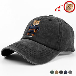 Custom Photo Name Dog Cat Career Uniforms Washed Denim Baseball Cap For Dog Pet Lover HA75 897606