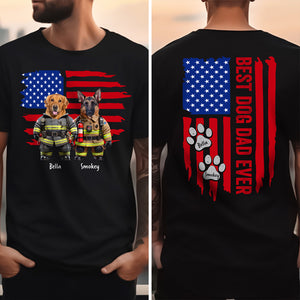 Custom Photo Best Dog Cat Dad Ever US Flag Back & Front Dark Shirt Uniform Ver HA75 892398