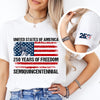 USA 250 Years of Freedom Sleeve Tee Shirt | Semiquincentennial Patriotic Tee HO82 901104