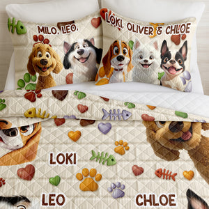 Custom Cute 3D Dog Paw Brick Pattern- 3D Inflated Effect Quilt Bedding Set LM32 897145
