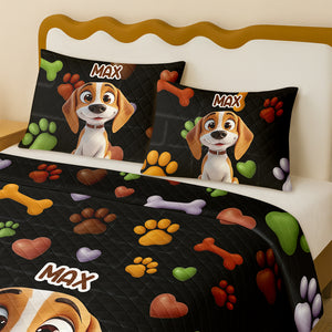 Custom Cute 3D Dog Paw Brick Pattern- 3D Inflated Effect Quilt Bedding Set LM32 897145