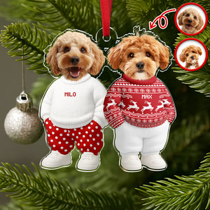 Custom Photo Dog Cat Xmas Clothes Christmas Acrylic Ornament For Christmas HA75 897942