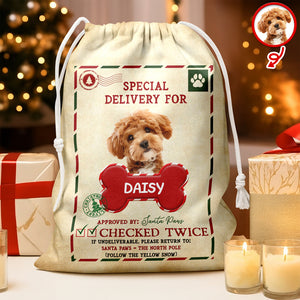 Custom Dog Photo Santa Sack Special Delivery Dog Christmas Gift Bag CH07 895760