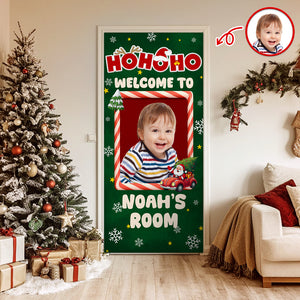 Custom Kid Photo Ho Ho Ho Welcome Door Cover Christmas Gift For Family CH07 899420