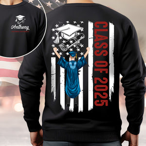 Personalized Class Of 2025 Flag Graduation Back & Front Dark Shirt LM32 893433