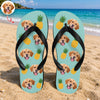 Custom Dog Photo Tropical Summer Pattern Flip Flops - Personalized Beach Gift For Dog Lovers CH07 911720
