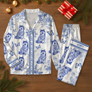 Custom Dog Breeds Chinoiserie Toile De Jouy Style Personalized Satin Pajamas TH10 894401