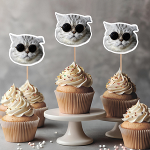 Custom Photo Funny Cat Funny Personalized Decoration Cupcake Toppers HA75 891988