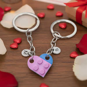 Personalized Initial Heart Keychain Set For Couple TH10 898023