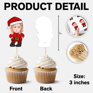 Custom Photo Cute Santa Claus Cupcake Topper Christmas Gift For Family CH07 896356