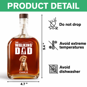 Custom Photo Walking The Dog - Personalized Whiskey Bottle HO82 894140