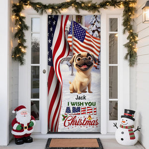 Custom Cute 3D Dog We Wish You Ameri Christmas Decoration Door Cover HA75 898084