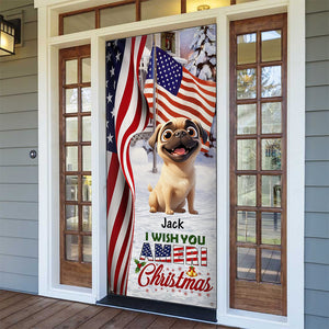 Custom Cute 3D Dog We Wish You Ameri Christmas Decoration Door Cover HA75 898084